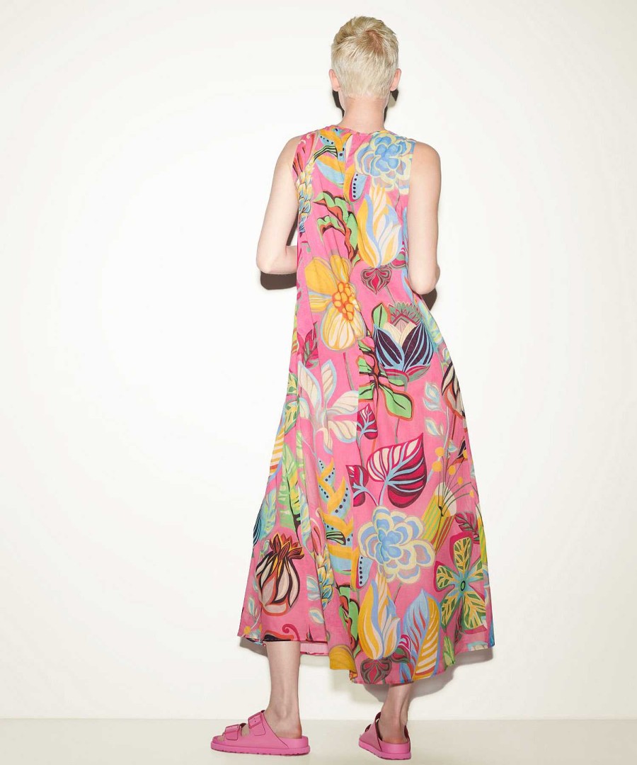 Luisa Cerano Luisa Cerano Sleeveless Dress Tropical Flower Print Wholesale