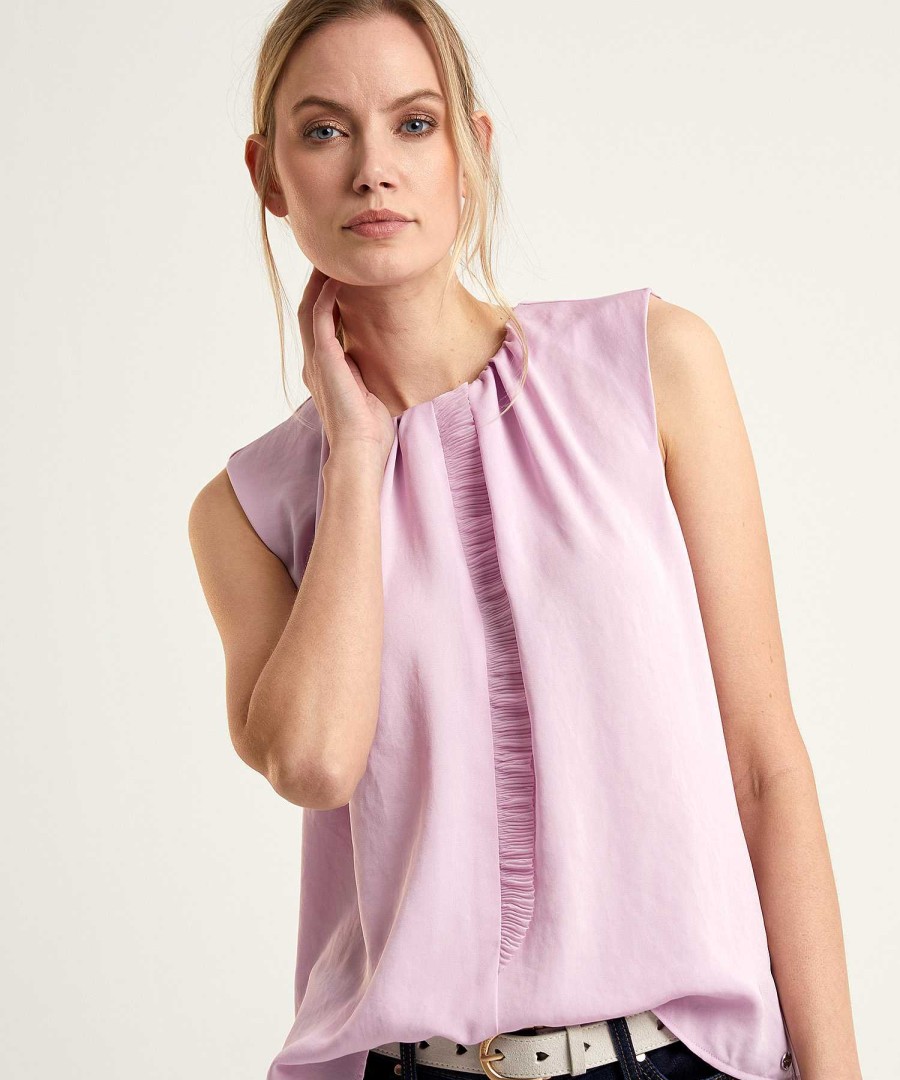 Marc Cain Collections Marc Cain Sleeveless Top With Ruffle Edge New
