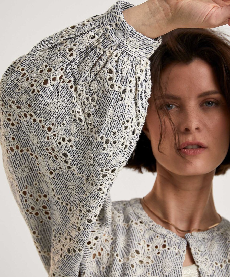 By-Bar By-Bar Blouse Broderie Pinstripe Rikki Wholesale