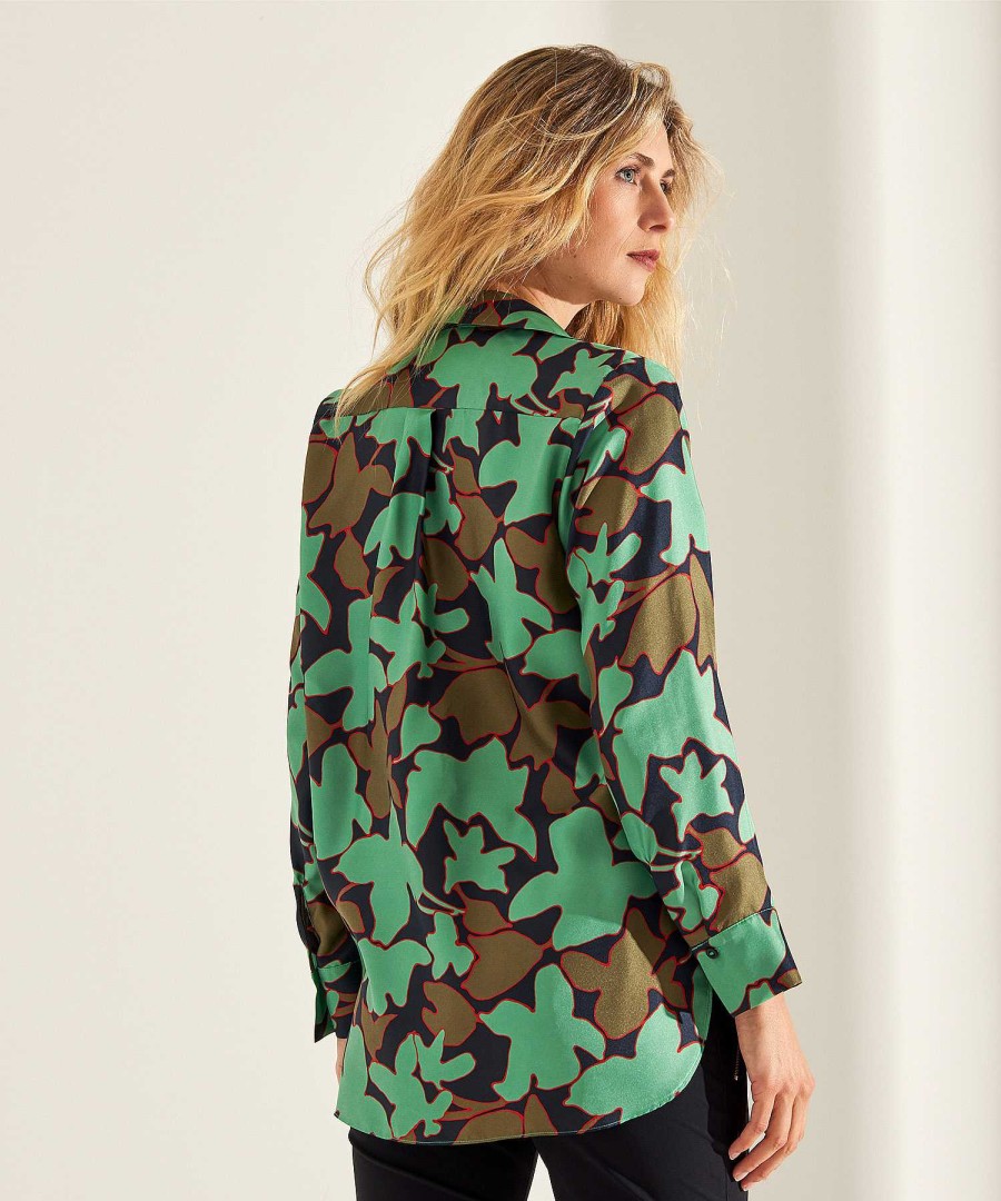 LaSalle Lasalle Blouse Leaf Print Silk New York Clearance