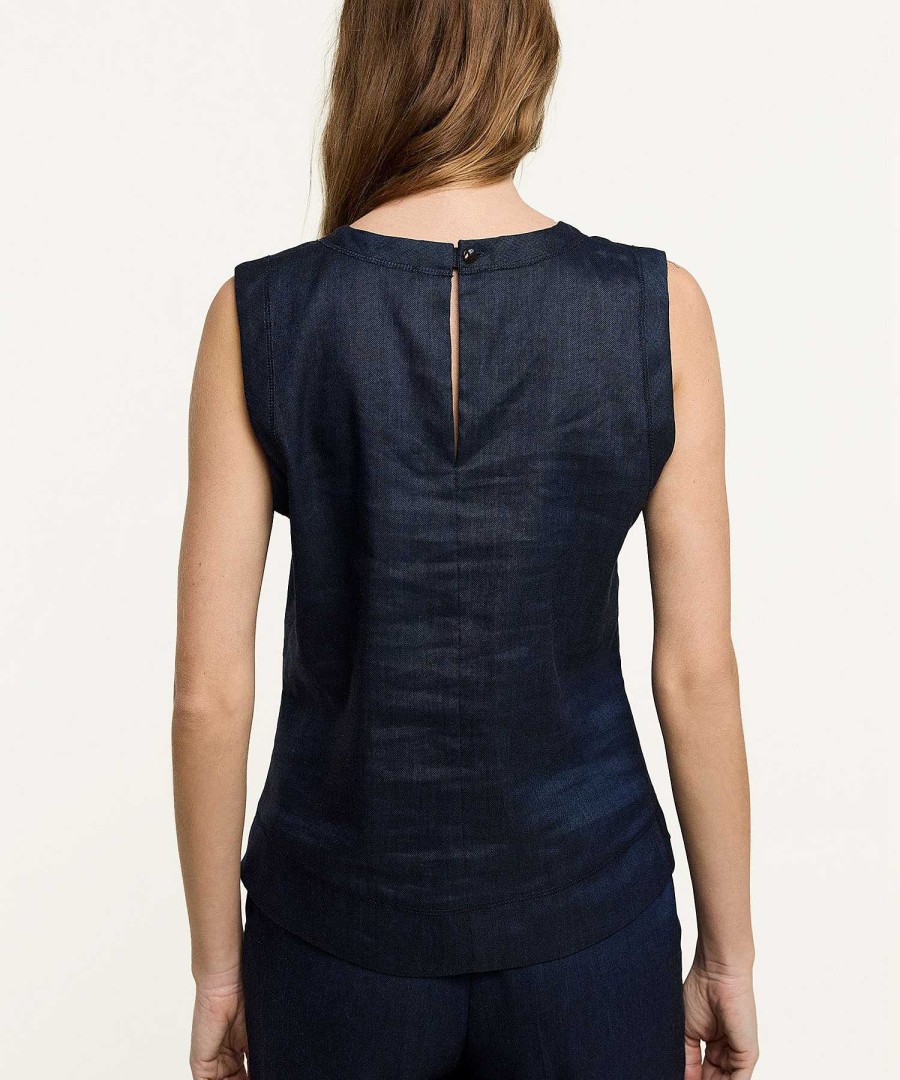 Summum Summum Linen Mix Top Denim Look Wholesale