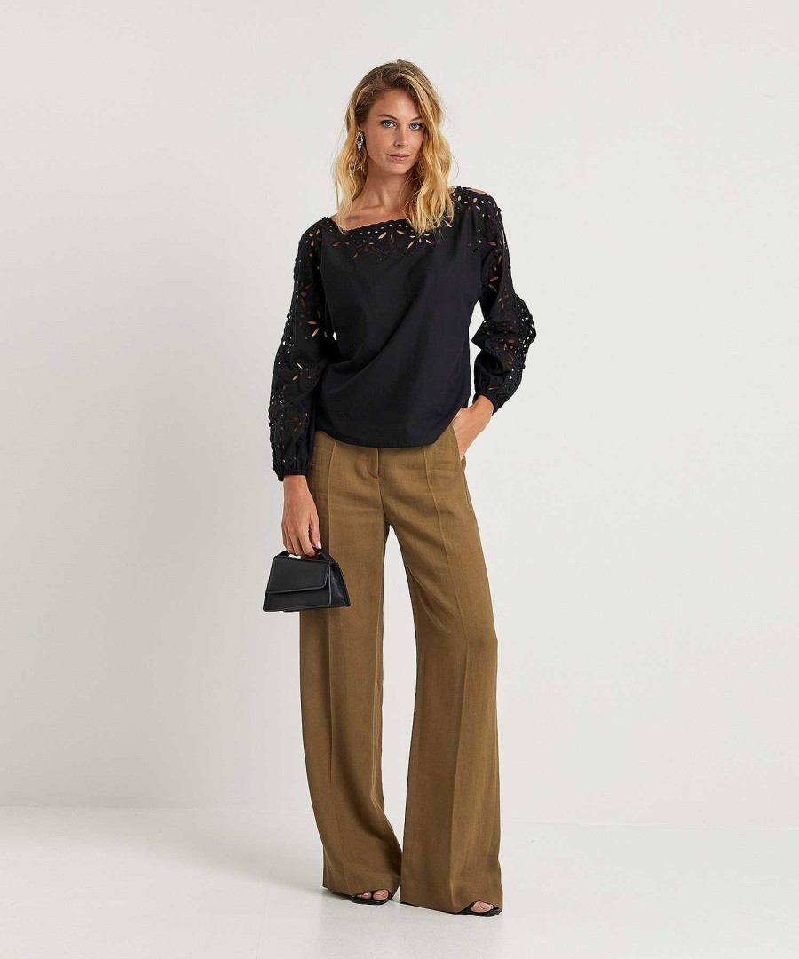 Marc Cain Collections Marc Cain Poplin Blouse Broderie Wholesale