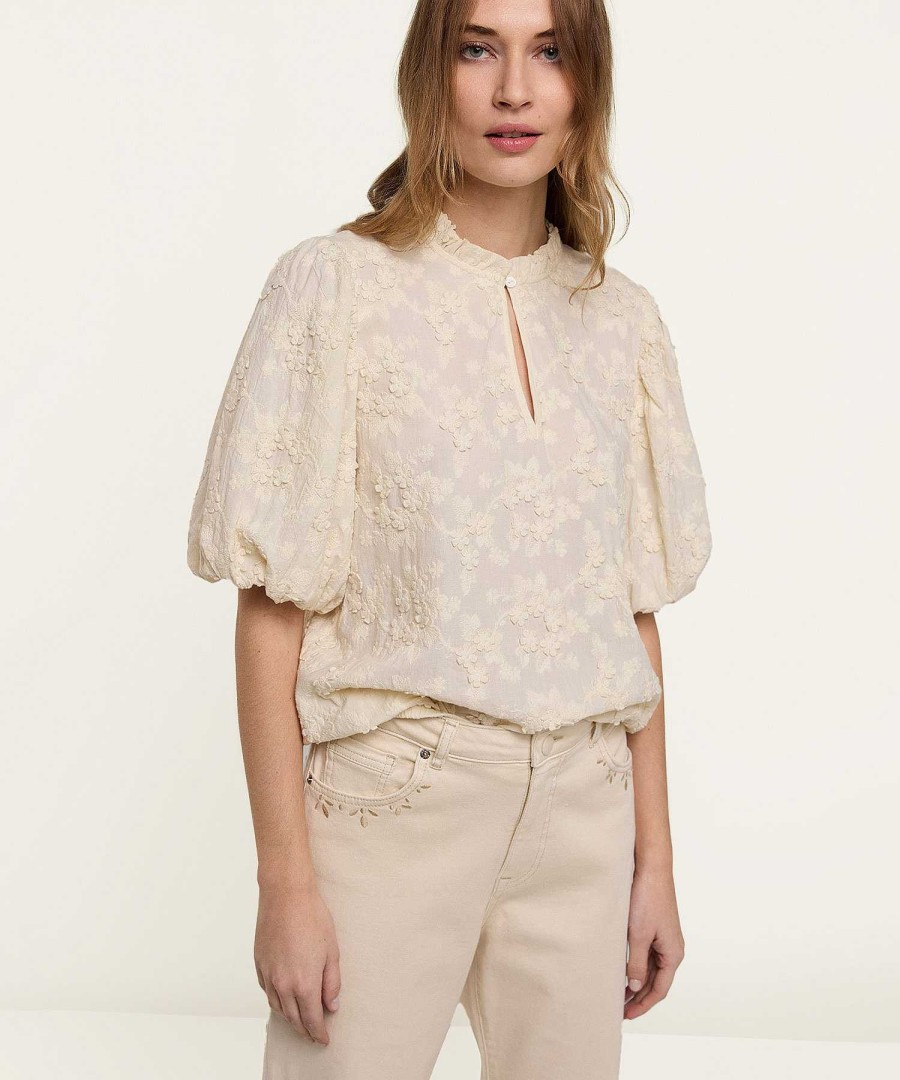 Summum Summum Blouse Short Balloon Sleeve Embroidery New