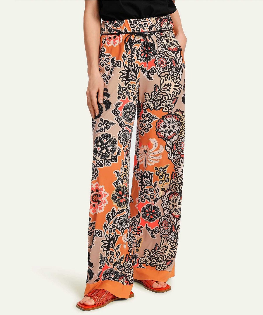 Marc Cain Collections Marc Cain Slinky Palazzo Trousers Flower Print Wedi New
