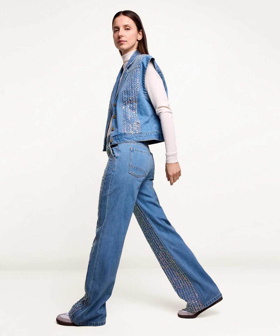 Summum Summum Wide Leg Jeans With Sequins Alya New