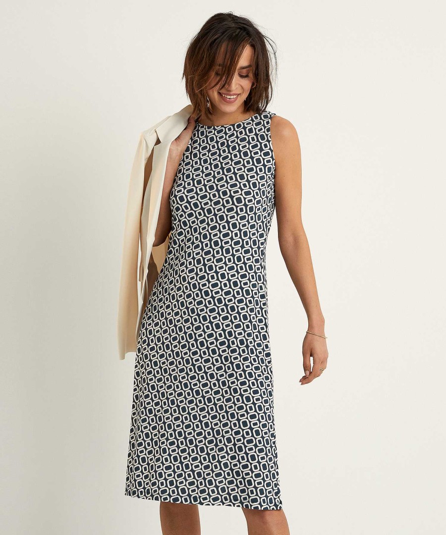 No Man's Land No Man'S Land Slinky Sleeveless Dress Retro Print New