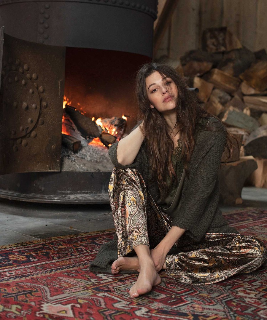 Summum Summum Flared Pants Paisley Velvet Hot