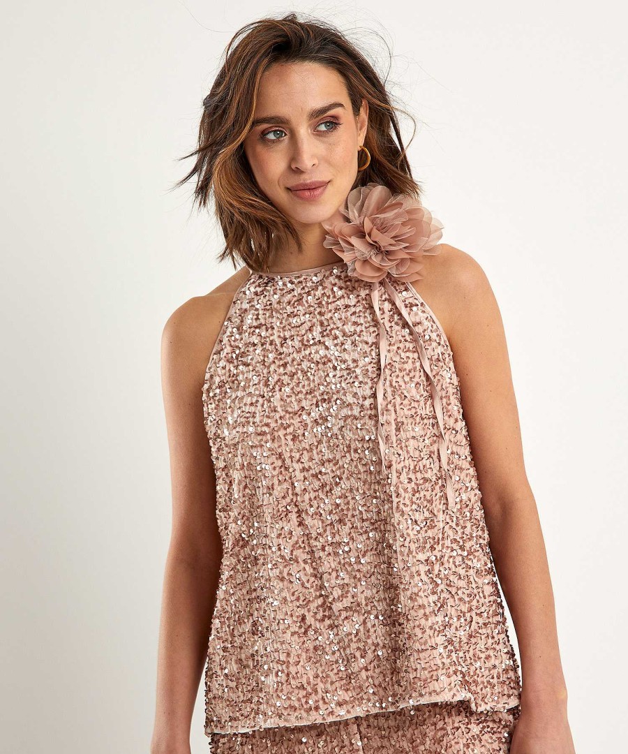 Summum Summum Halter Top Sequins New