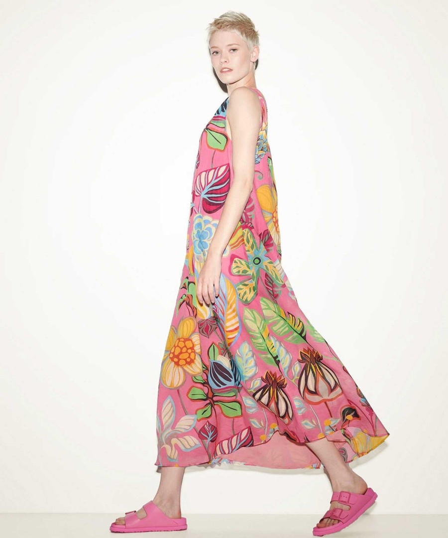 Luisa Cerano Luisa Cerano Sleeveless Dress Tropical Flower Print Wholesale