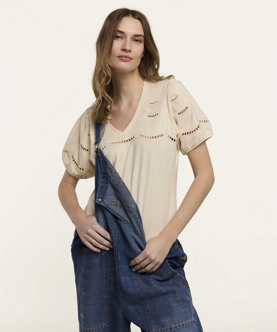 Summum Summum Shirt Broderie V-Neck New