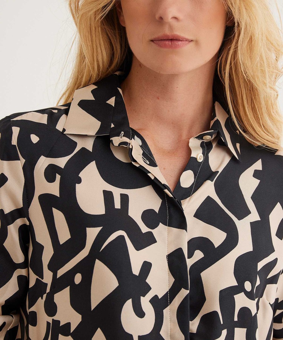 LaSalle Lasalle Blouse Two-Tone Print Silk Cairo Best