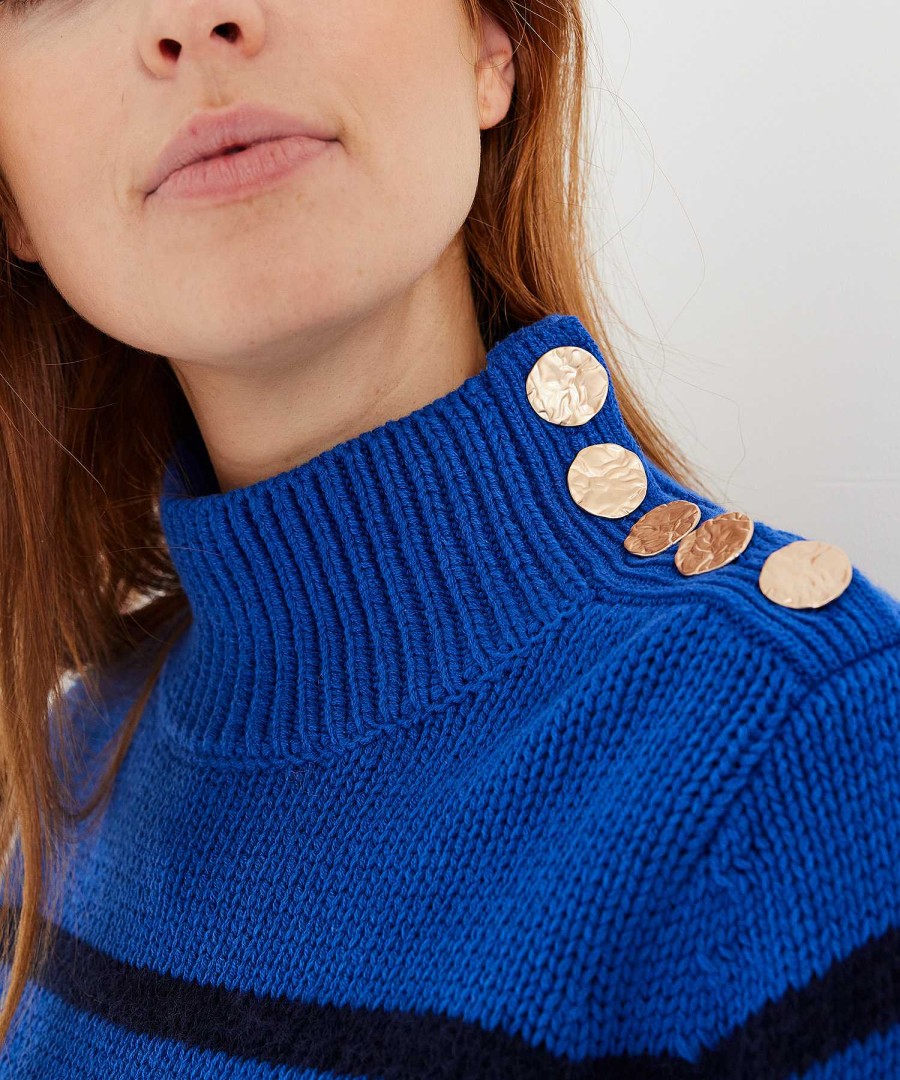 GIULIA E TU Giulia E Tu Sweater Stripes Button Clearance