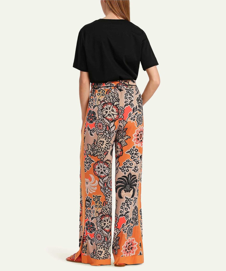 Marc Cain Collections Marc Cain Slinky Palazzo Trousers Flower Print Wedi New
