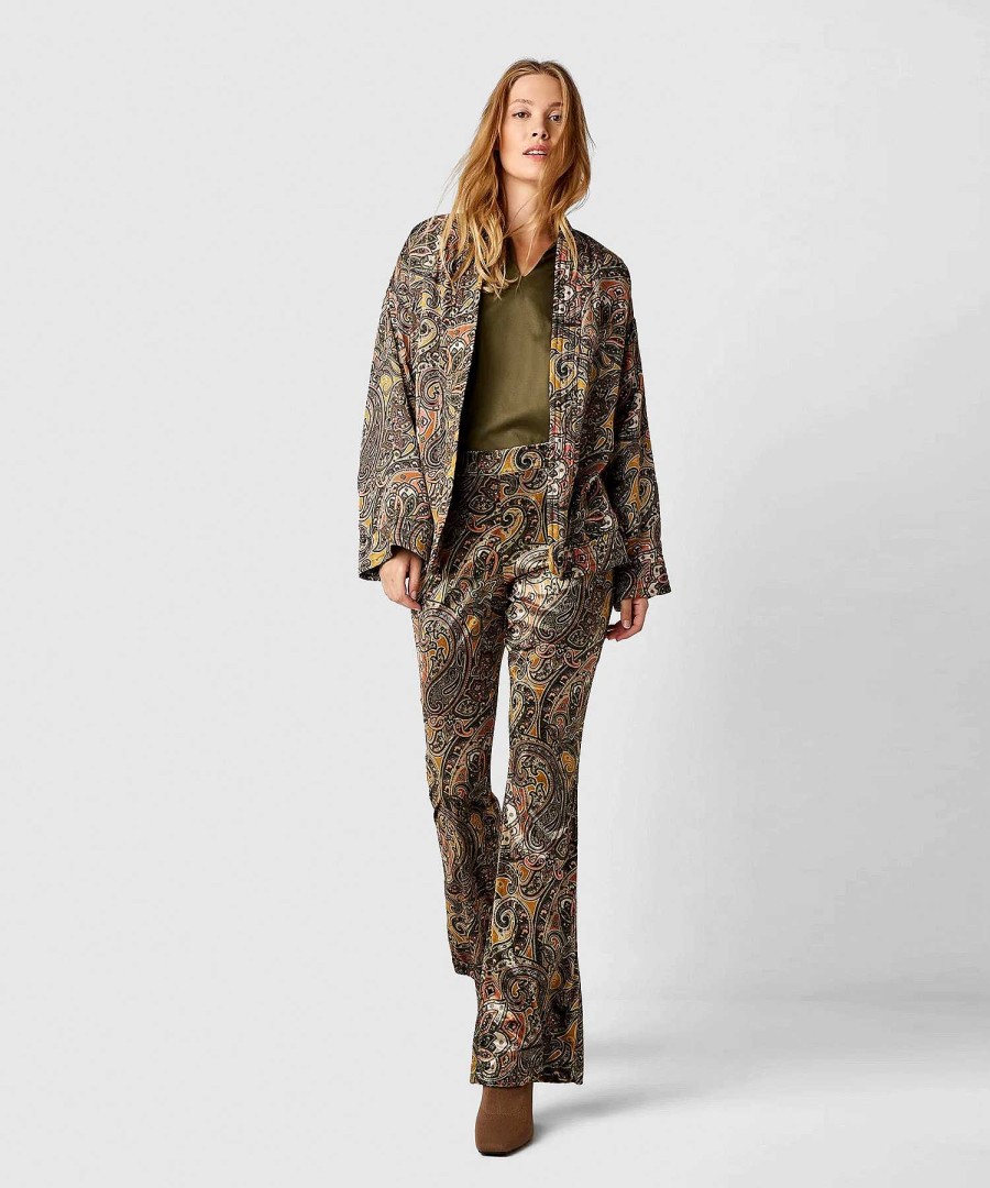Summum Summum Flared Pants Paisley Velvet Hot