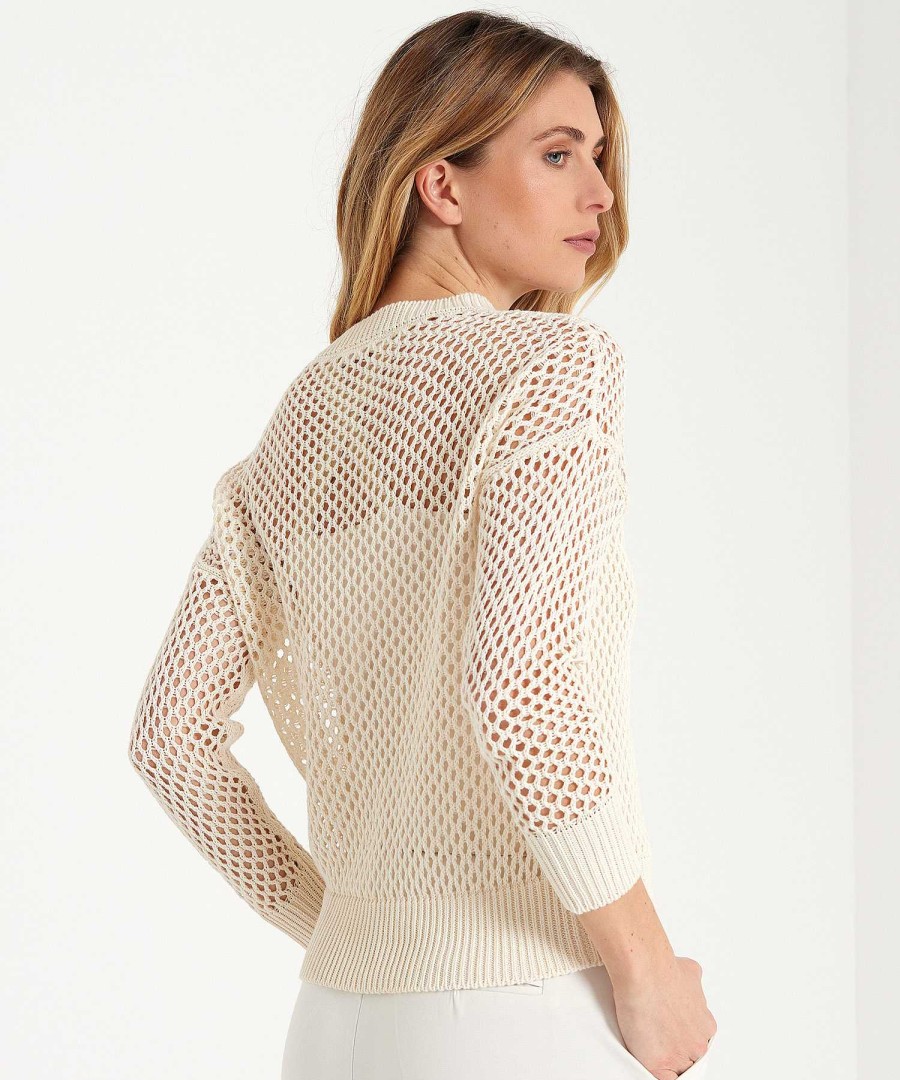 LaSalle Lasalle Openwork Sweater Linen Mix New