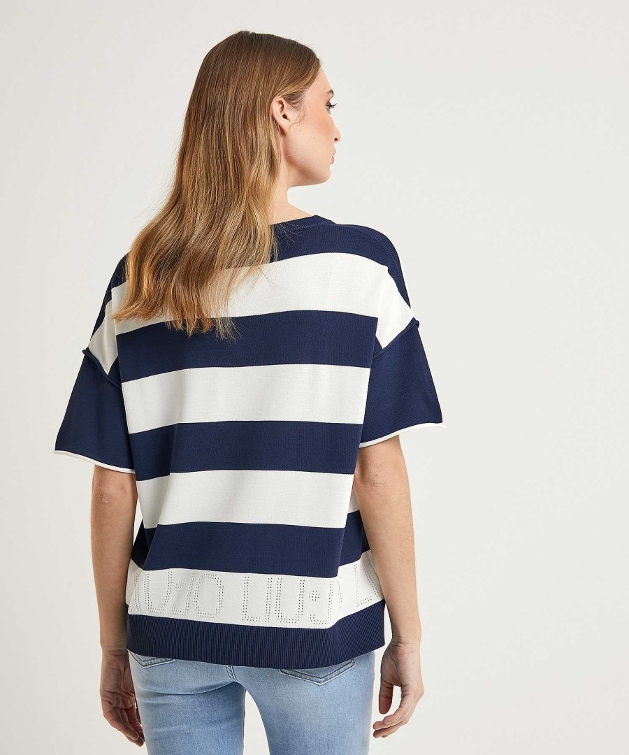 LIU JO Liu Jo Striped Sweater With Studs Clearance