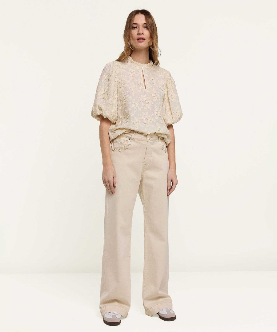 Summum Summum Blouse Short Balloon Sleeve Embroidery New