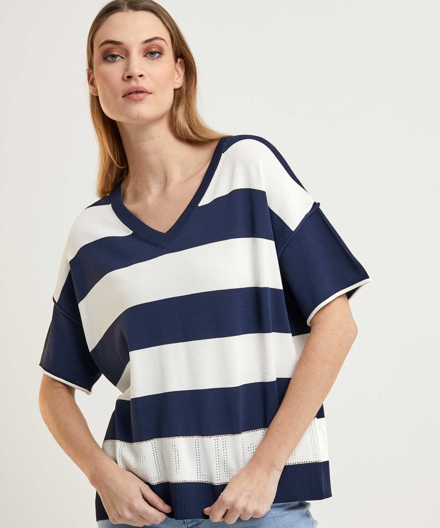 LIU JO Liu Jo Striped Sweater With Studs Clearance