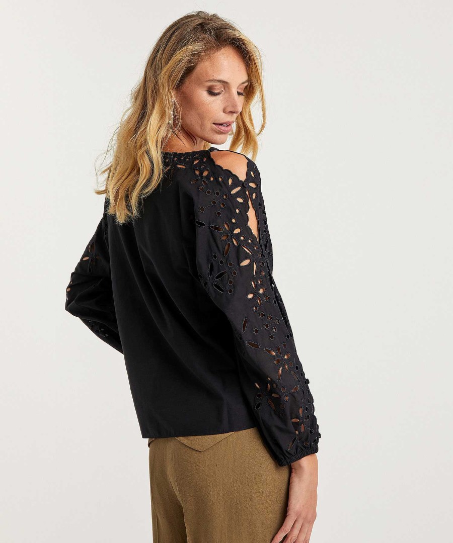Marc Cain Collections Marc Cain Poplin Blouse Broderie Wholesale